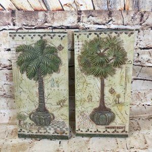 Janet Kruskamp 3D Ancient Egypt Palm Tree Hanging Wall Plaques 2pc Set